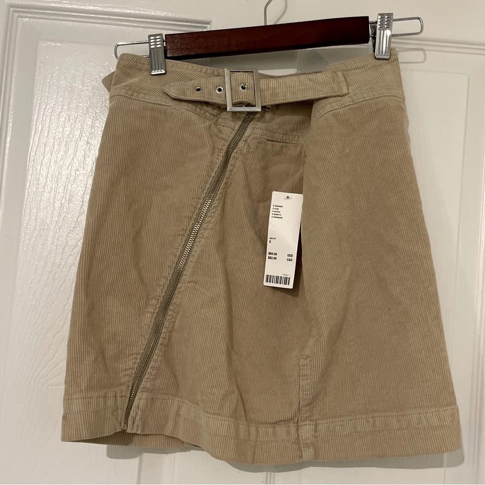 Tan corduroy mini skirt, size small